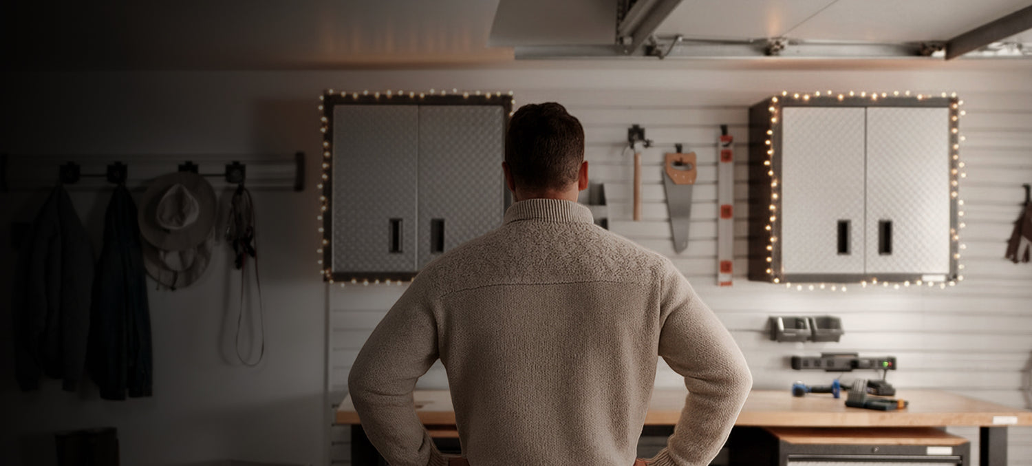 A person organizing their tools using Gladiator® GearWall