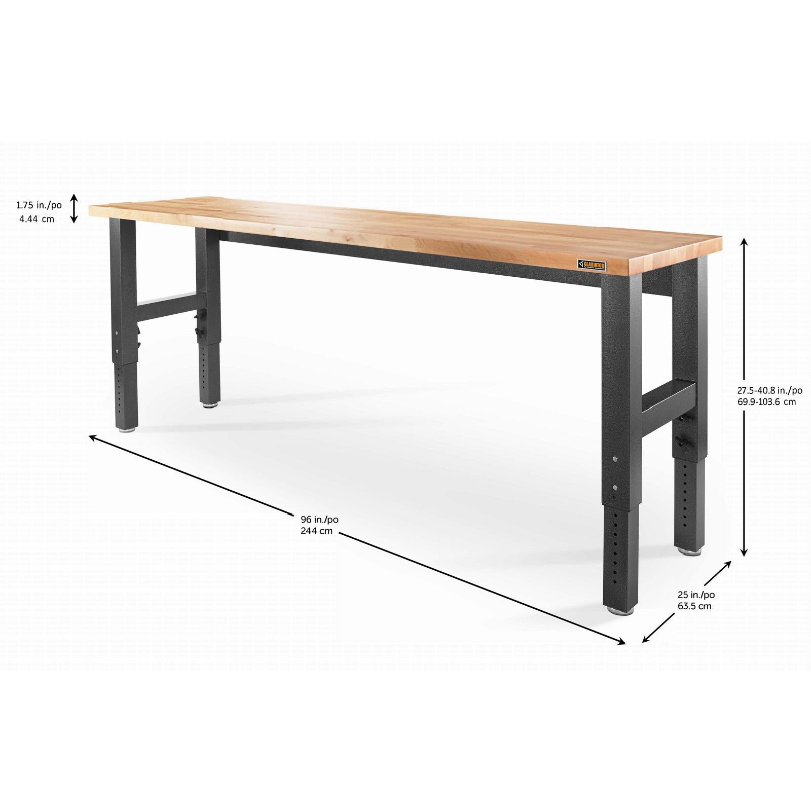 8' Adjustable Height Hardwood Workbench