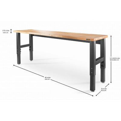 1 of 13 images - 8' Adjustable Height Hardwood Workbench (thumbnails)