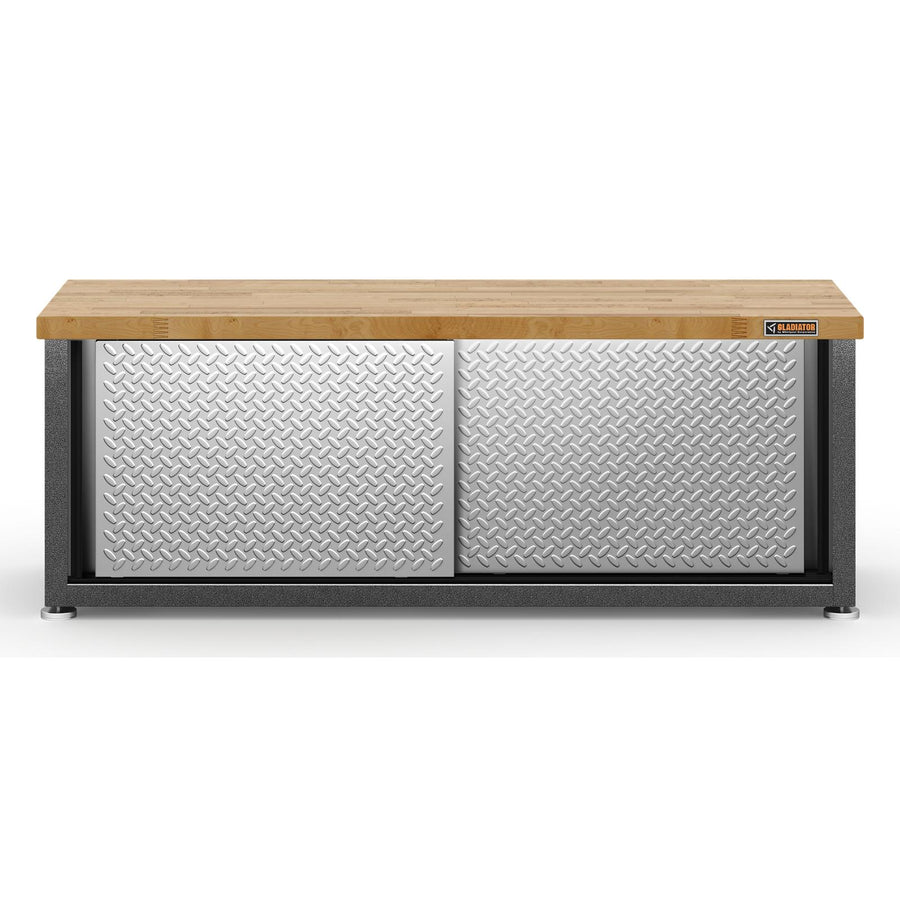 Gladiator Ready-to-Assemble Storage Shoe Bench in Silver Tread